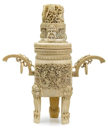 Appraisal: Chinese elephant ivory koro th century