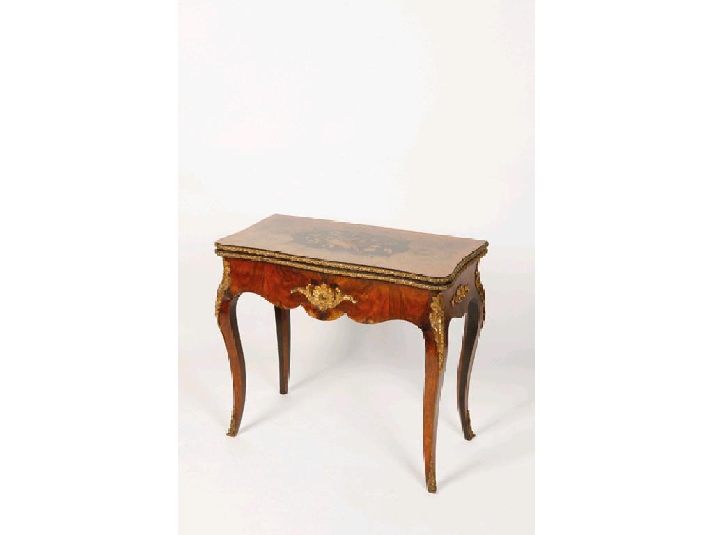 Appraisal: A VICTORIAN BURR WALNUT CARD TABLE of serpentine form with