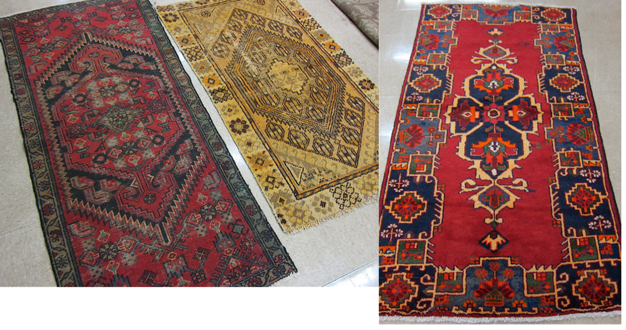 Appraisal: THREE PERSIAN ZANJAN TRIBAL AREA RUGS Zanjan Province northwestern Iran