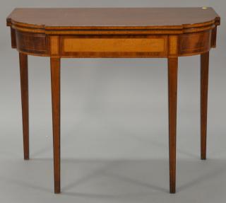 Appraisal: Federal mahogany game table having D shaped top over conforming