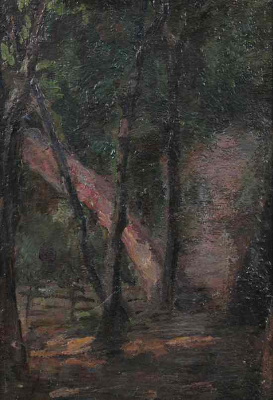 Appraisal: GEORGE F FULLER American - FOREST SCENE signed verso Oil