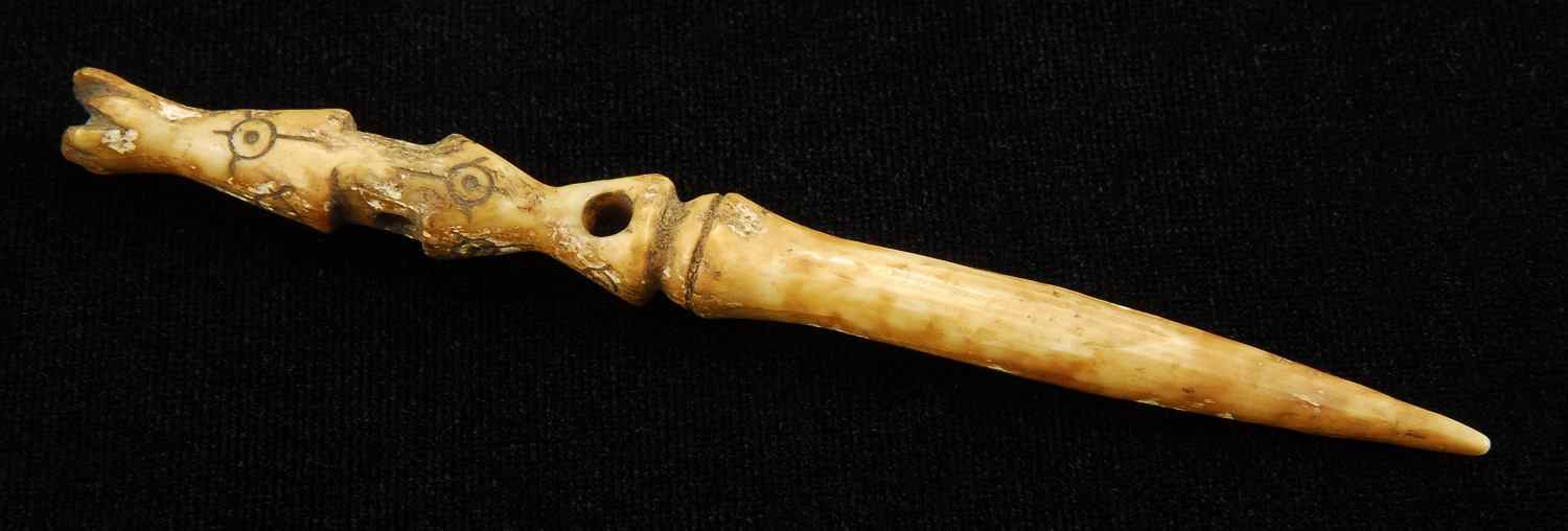 Appraisal: RARE INUIT CARVED BODKIN OR AWL th CenturyProbably fossilized walrus