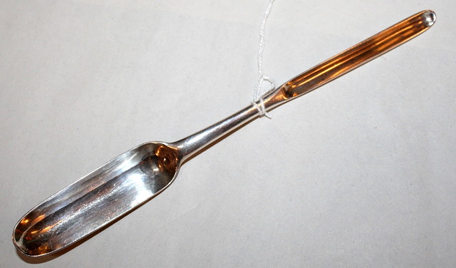 Appraisal: A GEORGE II SILVER MARROW SCOOP long London by Ebenezer