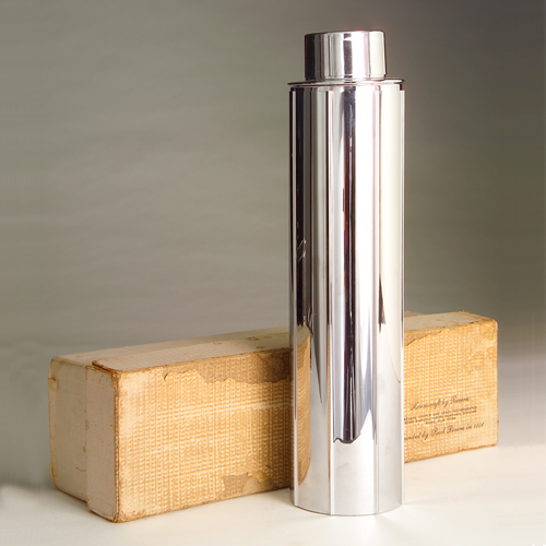 Appraisal: NORMAN BEL GEDDES REVERE Manhattan polished chrome cocktail shaker in