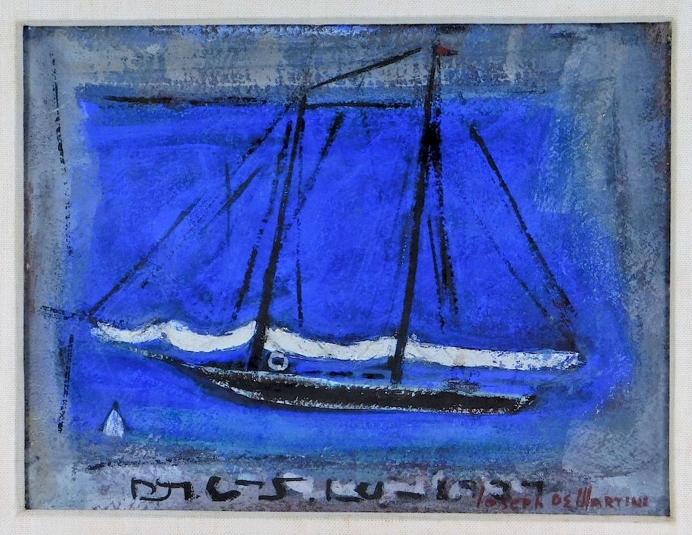 Appraisal: Joseph De Martini Modernist Schooner Seascape Joseph De Martini Massachusetts