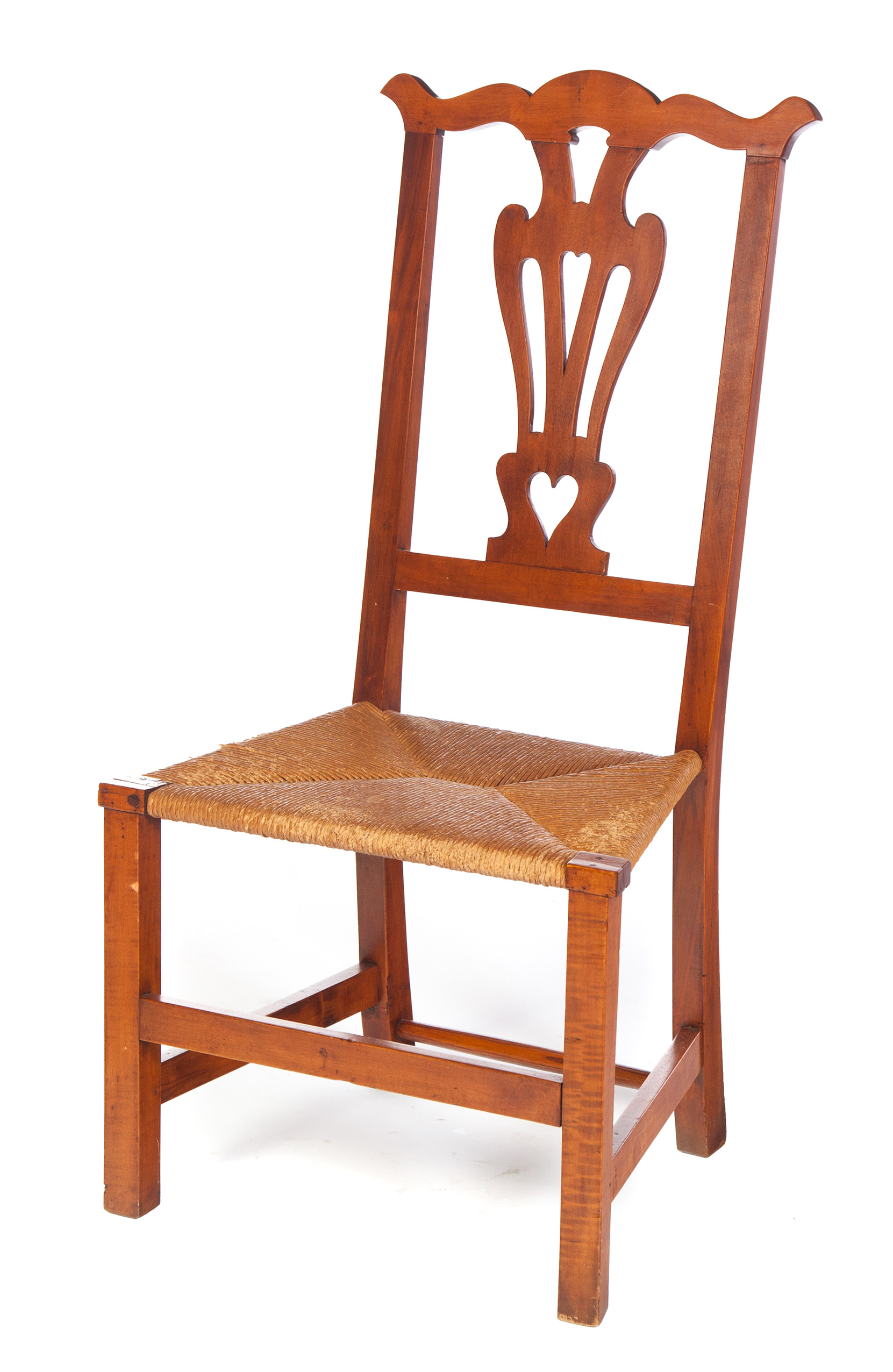 Appraisal: CHIPPENDALE SIDE CHAIR WITH RUSH SEAT American th century Nicely