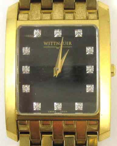 Appraisal: MAN'S SWISS WITTNAUER QUARTZ WRISTWATCH dressy formal style with rectangular