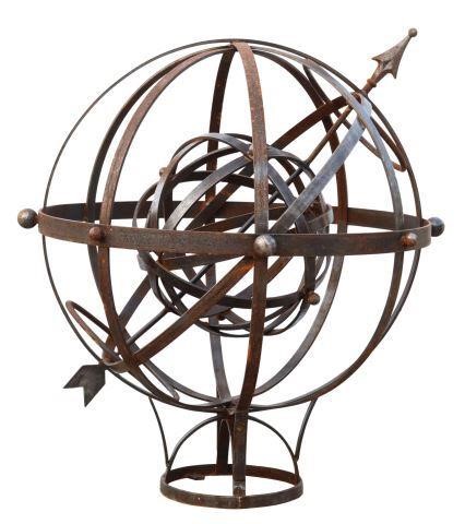 Appraisal: Large architectural iron gimbal style armillary sphere th c comprised