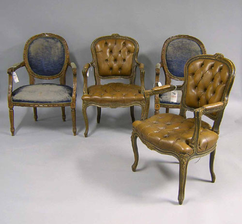 Appraisal: Two pair of French style armchairs