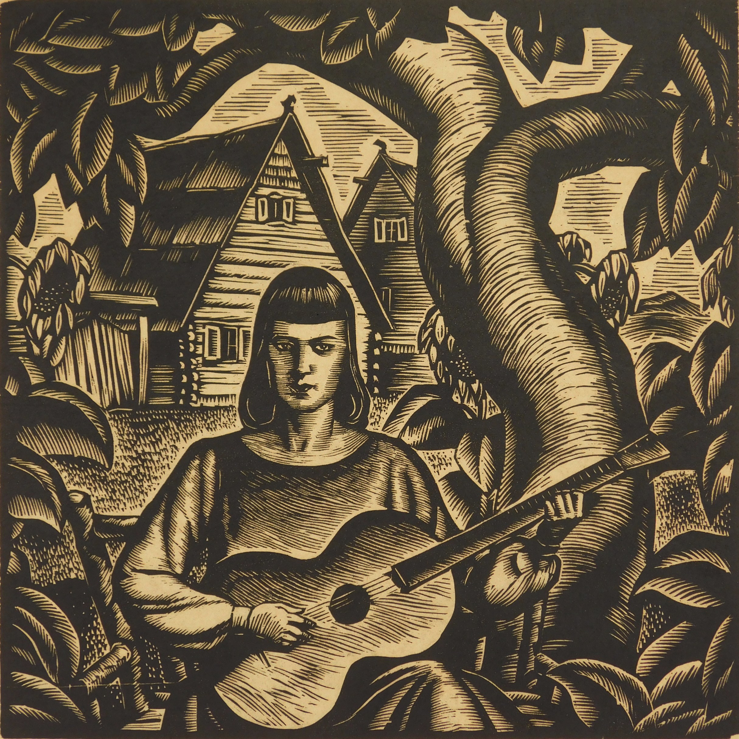 Appraisal: Gregory Orloff - Guitar Player''- woodcut signed dated titled and