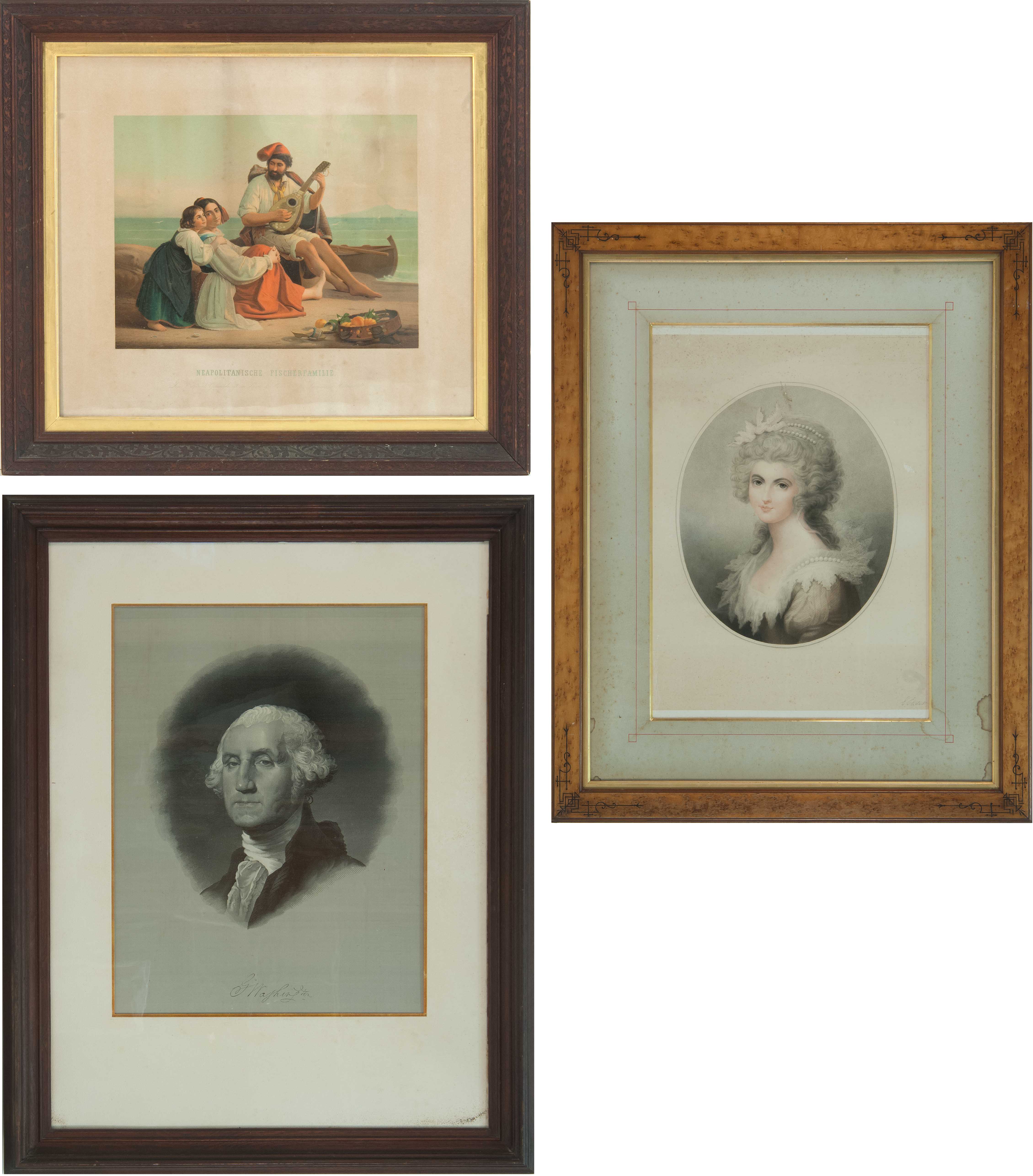 Appraisal: THREE TH CENTURY PRINTS one of George Washington one titled