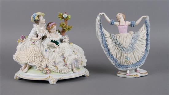 Appraisal: A Group of Two Dresden Porcelain Figures of Ladies Height