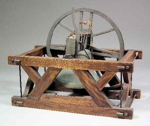 Appraisal: An English oak and bell metal scale model of a