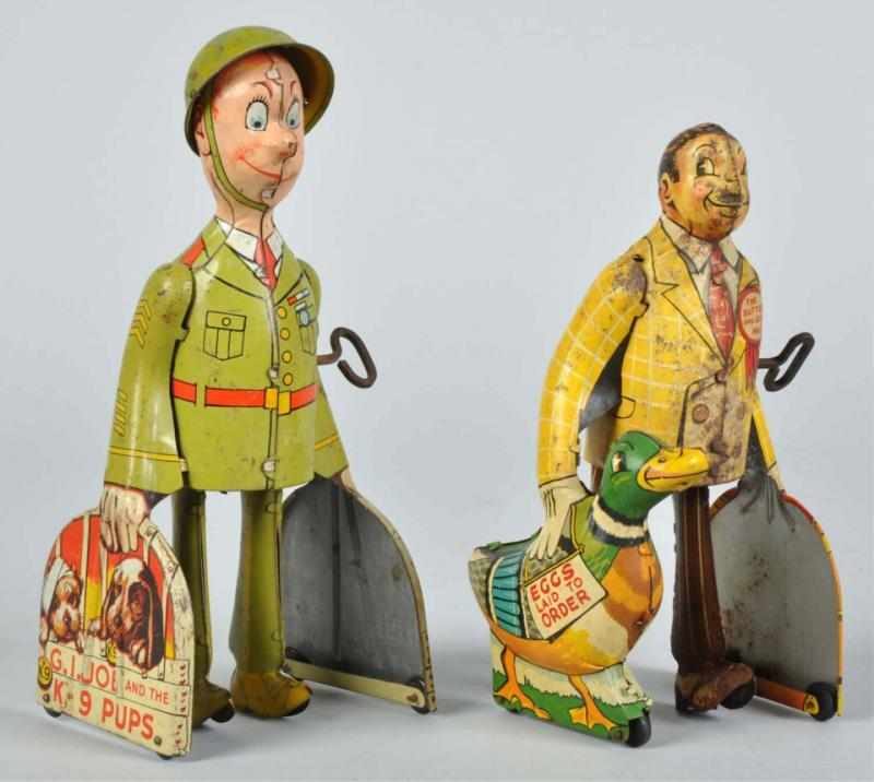 Appraisal: Lot of Tin Unique Art Walking Wind-Up Toys Description American