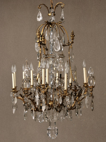 Appraisal: Louis XV Style Ormolu Cut Glass and Rock Crystal Fifteen-Light