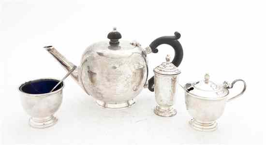 Appraisal: An Edwardian Silver Teapot Mappin Webb London of spherical form