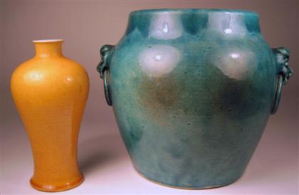 Appraisal: Two Chinese monochrome glazed porcelain vases th century