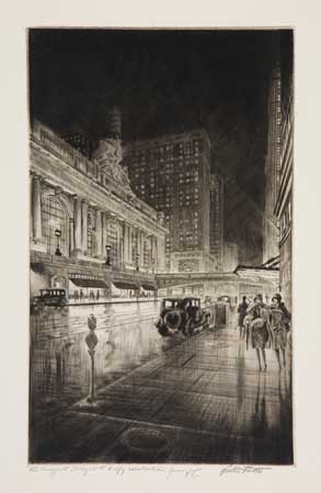 Appraisal: WALTER TITTLE Grand Central Night Drypoint circa x mm x