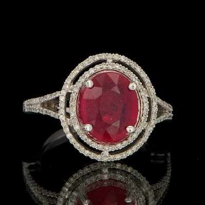 Appraisal: A Ladies' Ruby and Diamond Ring k white gold ring