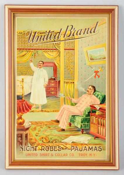 Appraisal: Embossed Tin United Brand Robes Pajamas Sign s to Made