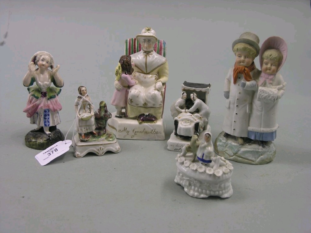 Appraisal: A Victorian bone china figure group entitled 'My Grandmother' in