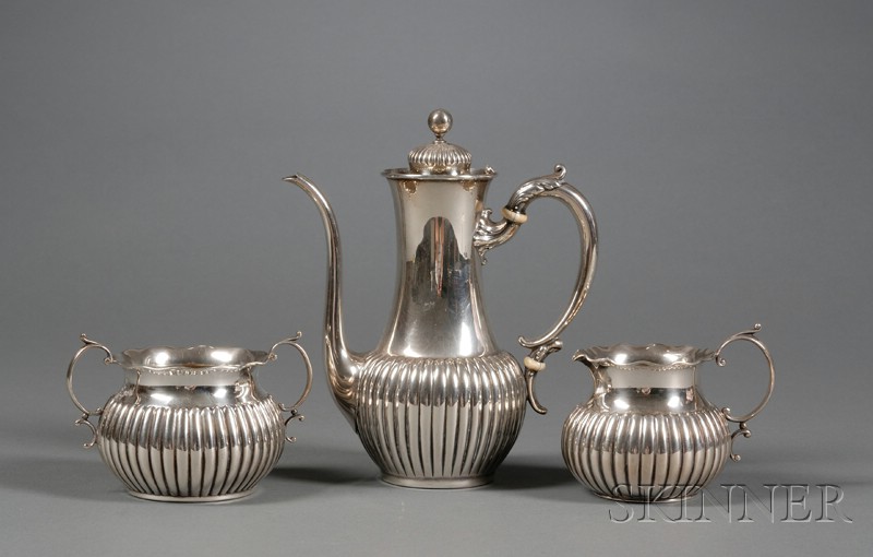 Appraisal: Three Piece Whiting Sterling Demitasse Set late th century slender