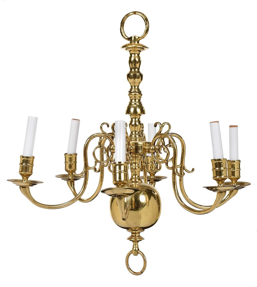 Appraisal: Dutch Baroque Style Six Light Chandelier th century central stem