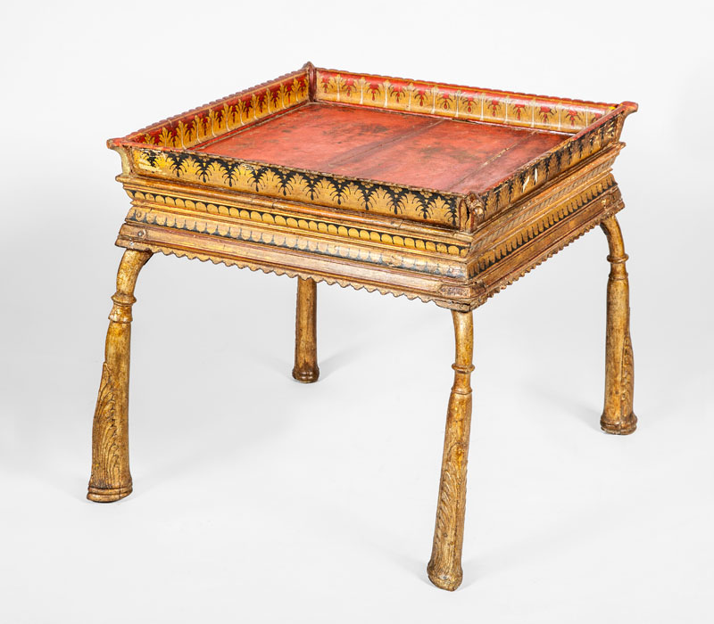 Appraisal: INDIAN PAINTED AND PARCEL-GILT LOW TABLE x x in Estimate