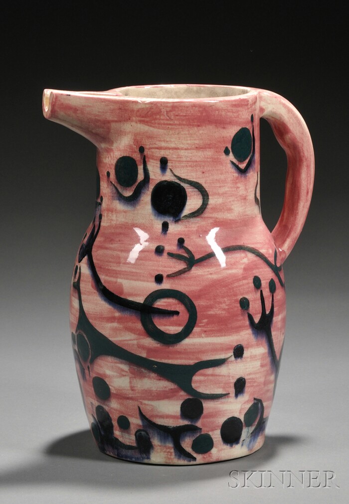 Appraisal: Julio de Diego for Stonelain Pottery Pitcher Retailed by Associated