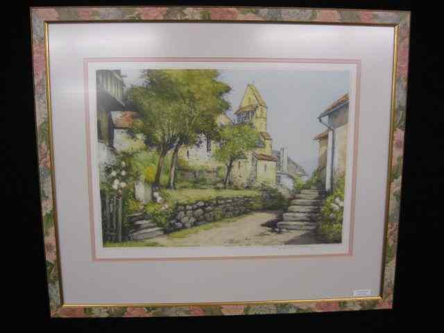 Appraisal: Manual Robbe Drypoint Etching famous French artist to French Village