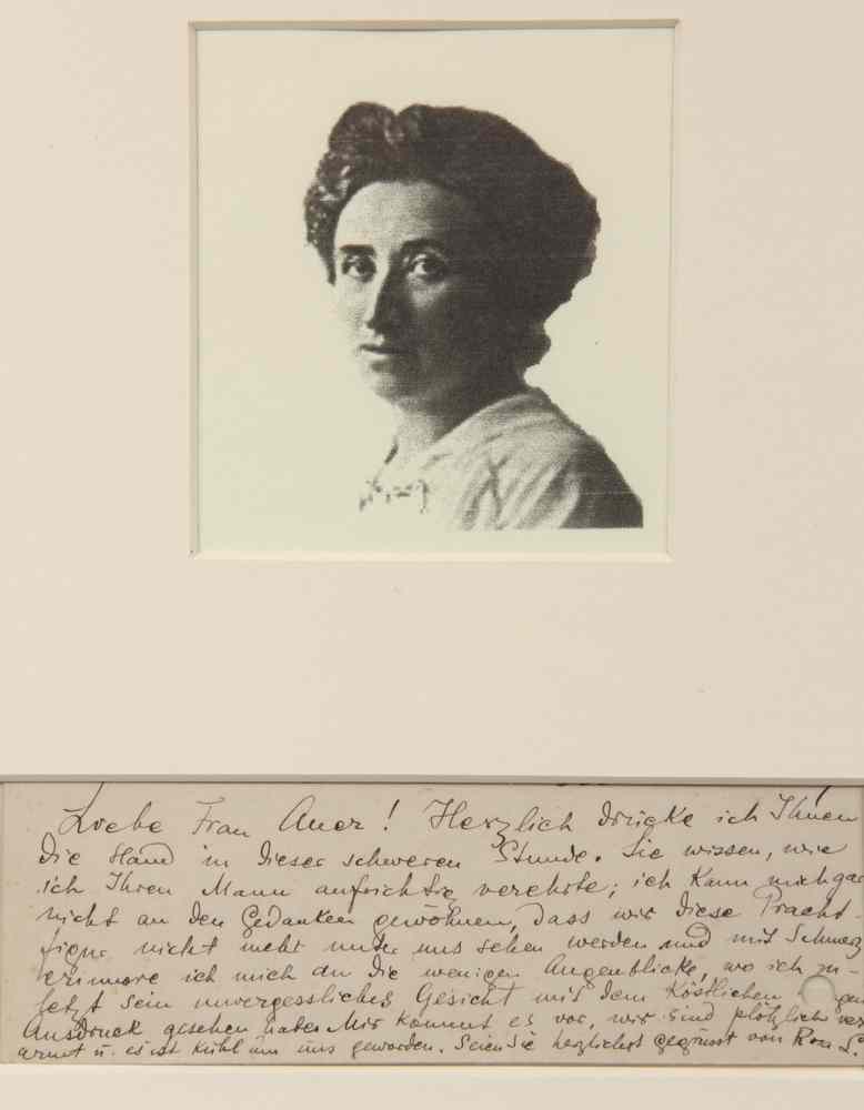 Appraisal: ROSA LUXEMBURG SIGNED NOTE - Note of Condolence from Rosa