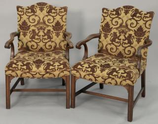 Appraisal: Pair of Chippendale style armchairs Pair of Chippendale style armchairs