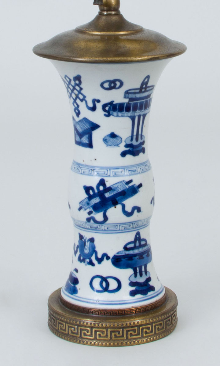 Appraisal: Chinese Porcelain Gu-Form Vase Mounted as a Lamp x in