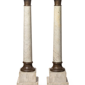 Appraisal: A Pair of Continental Bronze Mounted Marble Pedestals th Century