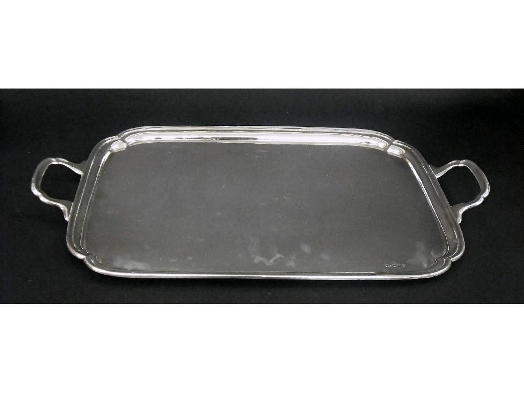 Appraisal: Good large rectangular twin handled serving tray with raised lobed