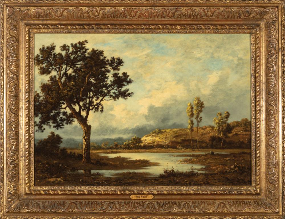 Appraisal: Leon Richet French - Landscape oil on canvas signed lower