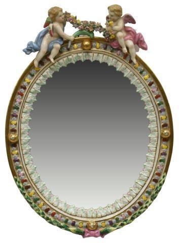 Appraisal: German Dresden style porcelain framed wall mirror early th c