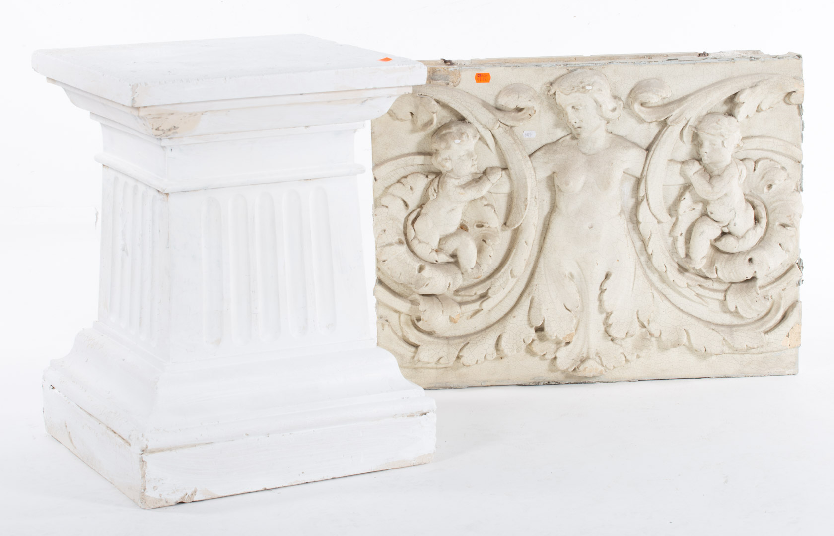 Appraisal: Concrete decorated frieze and plaster column