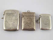 Appraisal: Three silver vesta cases Birmingham and Chester