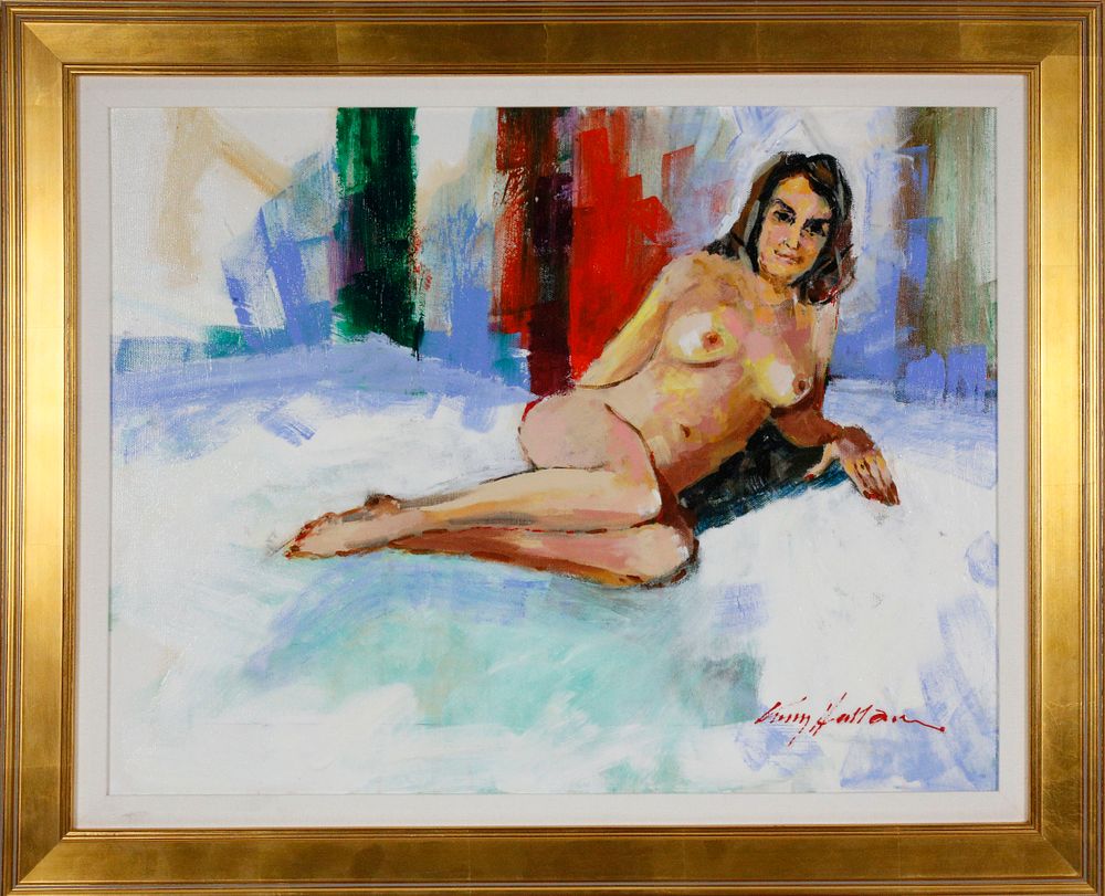 Appraisal: Kerry Hallam Acrylic on Canvas Female Nude Kerry Hallam Acrylic