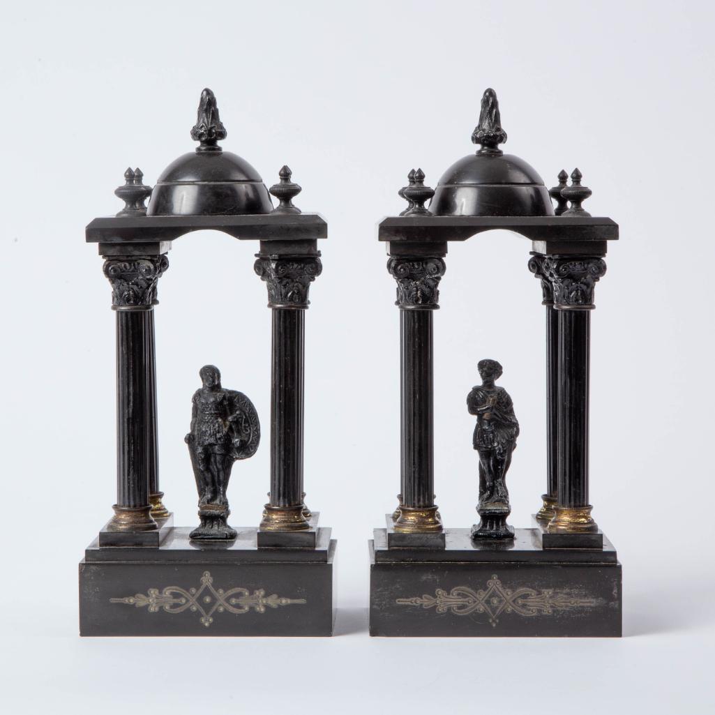 Appraisal: A PAIR OF VICTORIAN SLATE MANTLE ORNAMENTS A pair of