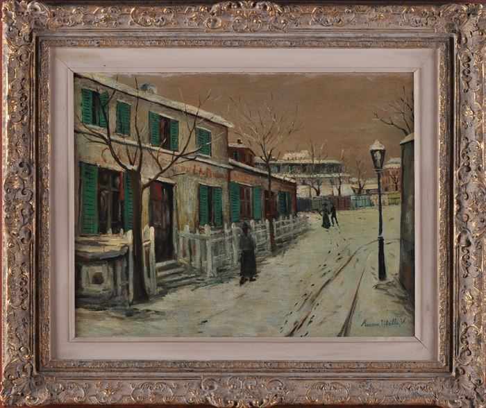 Appraisal: EUROPEAN SCHOOL STREET SCENE IN WINTER Oil on canvas x