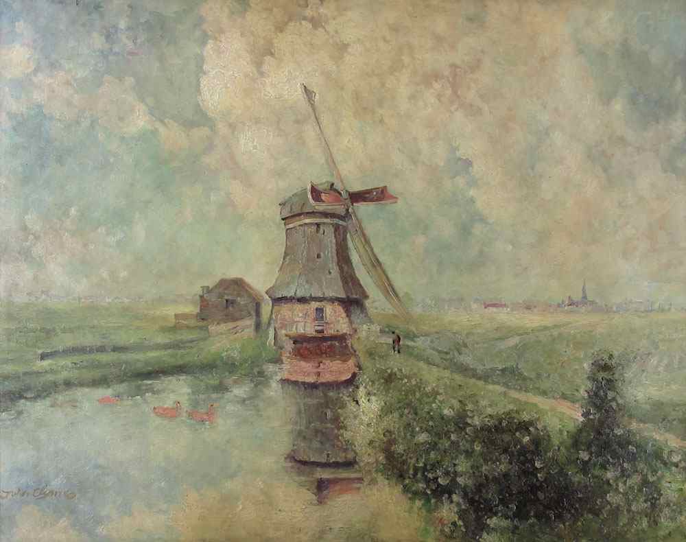 Appraisal: CLYMER John American th century Dutch Windmill Scene OIL Canvas