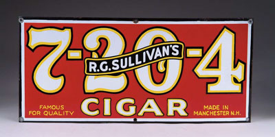 Appraisal: R G SULLIVAN S - - CIGAR PORCELAIN SIGN Bold