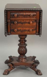 Appraisal: Federal style mahogany sewing stand having drop leaves over three