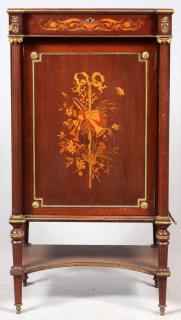 Appraisal: FRENCH INLAID MUSIC CABINET MAHOGANY FRENCH INLAID MUSIC CABINET H