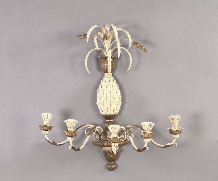 Appraisal: Large Italian Carved White-Painted and Parcel-Gilt Wood Cut- and Wrought-Iron