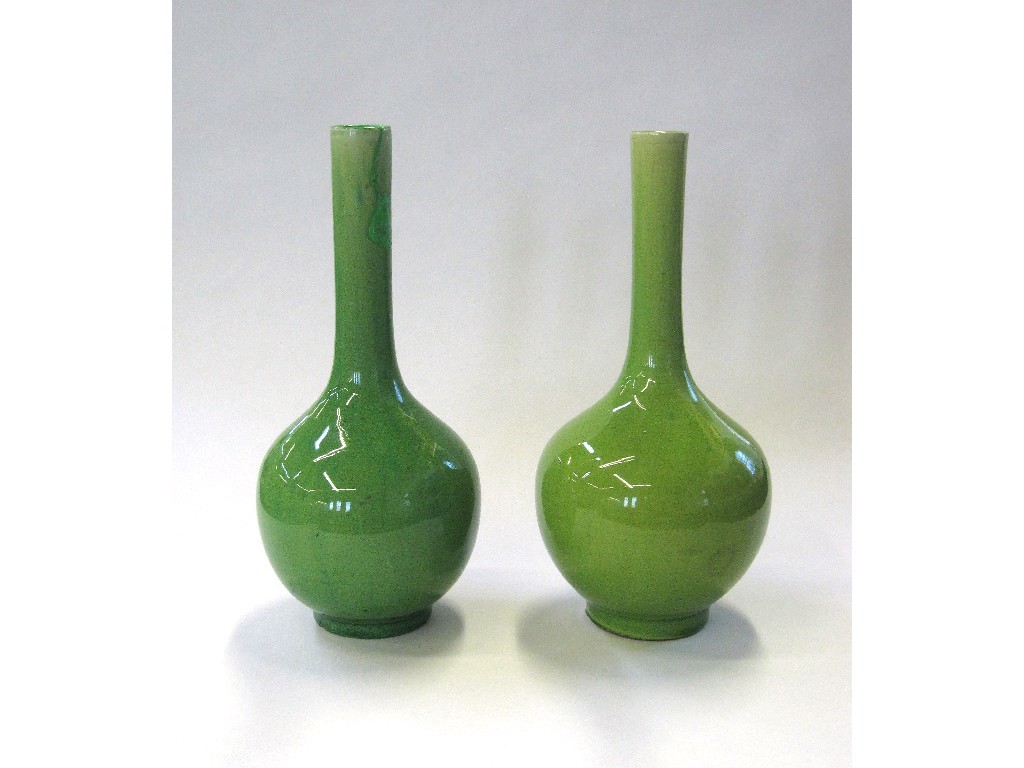 Appraisal: Two oriental green glazed vases one def Cloisonne box three