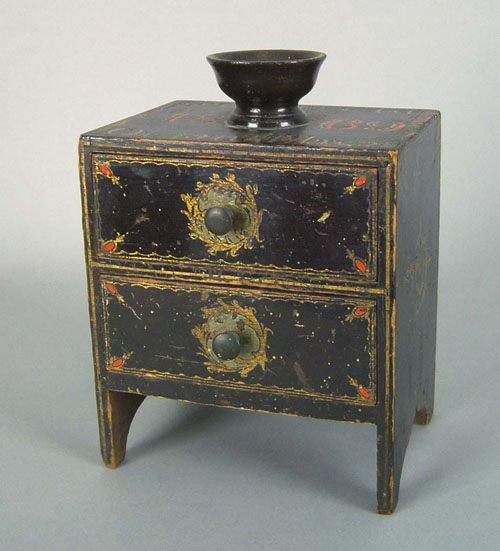 Appraisal: Painted pine blackballing box dated inscribed Fortuna Club Organ St