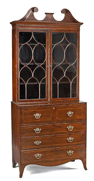 Appraisal: A George III inlaid mahogany secretary bookcase fourth quarter th